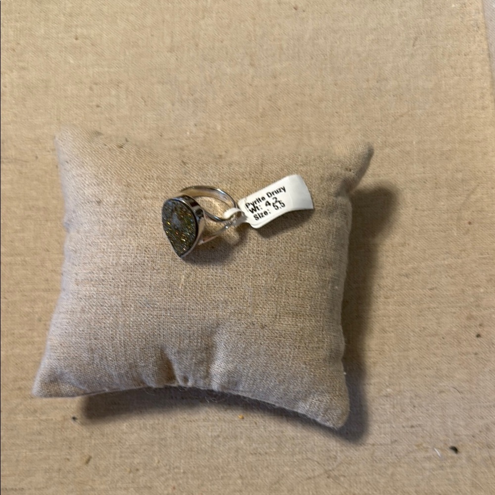 Pyrite Druzy Sterling Silver Ring